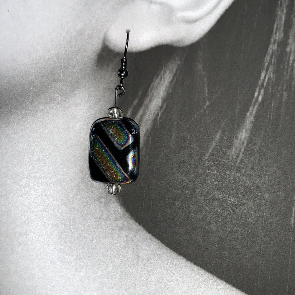 Handcrafted Black Drop Dangle Handmade Earrings